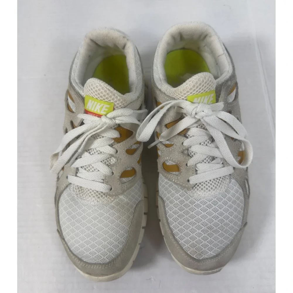 Nike Free Run 2 Running Shoes‎ Womens 8 Summit White Gold Tone Orange Yellow